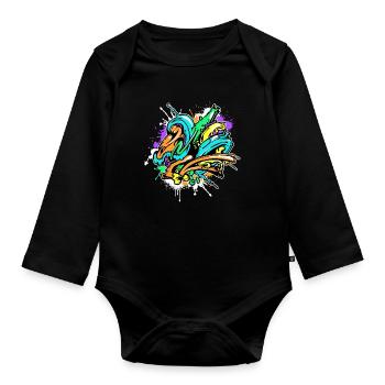 Kunst Graffiti Strassenkunst Wildstyle Sprayer - Baby Bio-Langarm-Body - Schwarz - Vorne