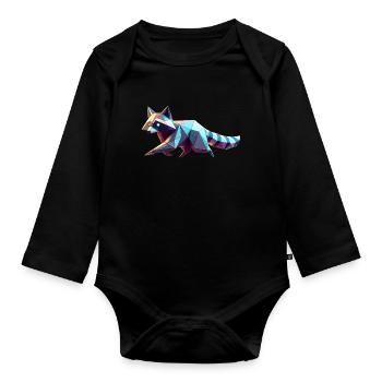 raton laveur origami géométrique 3d - Body Bébé bio manches longues - noir - Devant