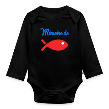 POISSON. MEMOIRE. HUMOUR - Body Bébé bio manches longues - noir - Devant