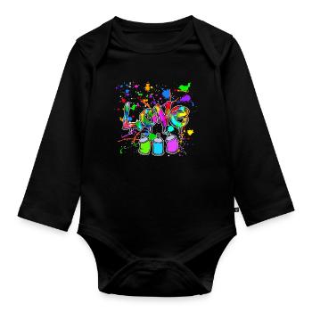 Wildstyle Graffiti Spray Can Sprayer Street Art - Organic Longsleeve Baby Bodysuit - black - Front