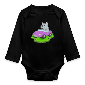 Dog Car - Organic Longsleeve Baby Bodysuit - black - Front