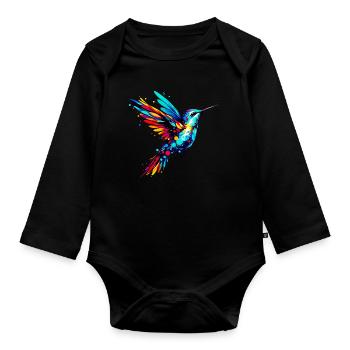 Hummingbird - Organic Longsleeve Baby Bodysuit - black - Front