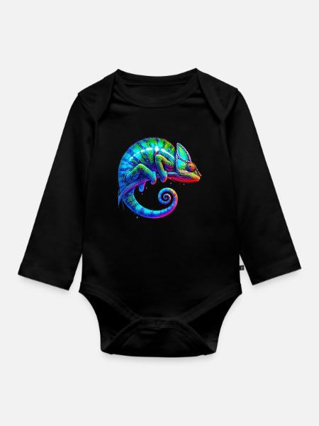 Chamäleon - Baby Bio-Langarm-Body - Schwarz
