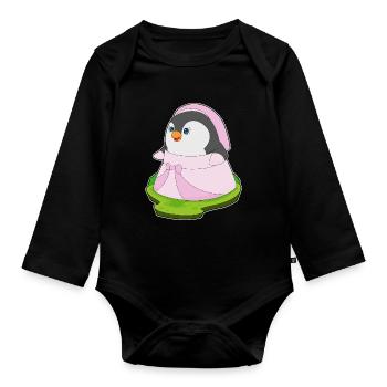 Robe de mariée Penguin Wedding - Body Bébé bio manches longues - noir - Devant