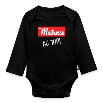 GELIEBTE. VIELEN DANK. DANKE, HERRIN - Baby Bio-Langarm-Body - Schwarz - Vorne