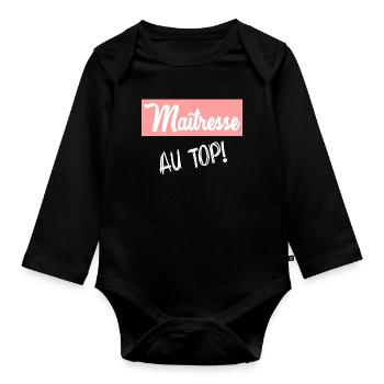 GELIEBTE. VIELEN DANK. DANKE, HERRIN - Baby Bio-Langarm-Body - Schwarz - Vorne