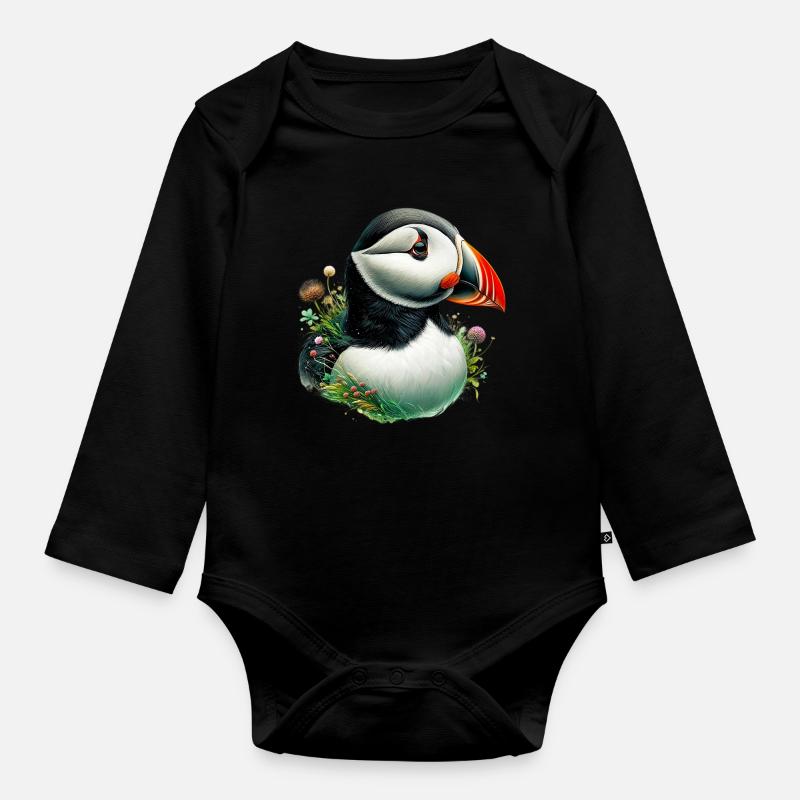 Papageitaucher - Baby Bio-Langarm-Body - Schwarz