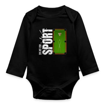 Eins mit dem Sport - Billard - Baby Bio-Langarm-Body - Schwarz - Vorne