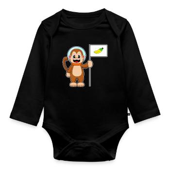 Monkey Astronaut Space - Organic Longsleeve Baby Bodysuit - black - Front