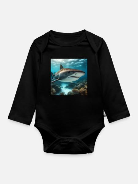 Tigerhai - Baby Bio-Langarm-Body - Schwarz
