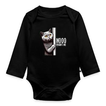 Nein war ich nicht BKH Blue Katze Geschenk - Baby Bio-Langarm-Body - Schwarz - Vorne