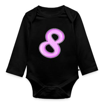 Number 8 Number Eight Motif Pink - Organic Longsleeve Baby Bodysuit - black - Front