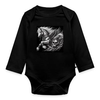 Schwerer Pegasus - Baby Bio-Langarm-Body - Schwarz - Vorne