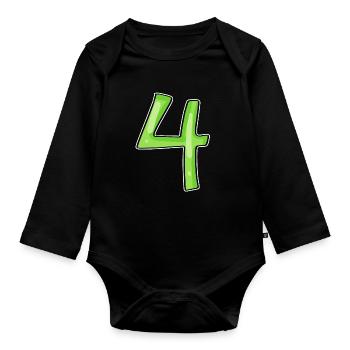 4 - Quatre Vert - Body Bébé bio manches longues - noir - Devant