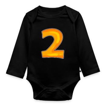 Deux - 2 - Nombre - Body Bébé bio manches longues - noir - Devant