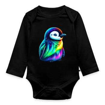 Aurora Borealis Pinguin - Baby Bio-Langarm-Body - Schwarz - Vorne