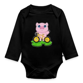 Vélo de cochon - Body Bébé bio manches longues - noir - Devant