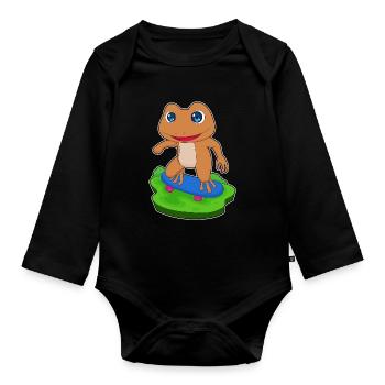 Frog Skater Skateboard Sport - Organic Longsleeve Baby Bodysuit - black - Front