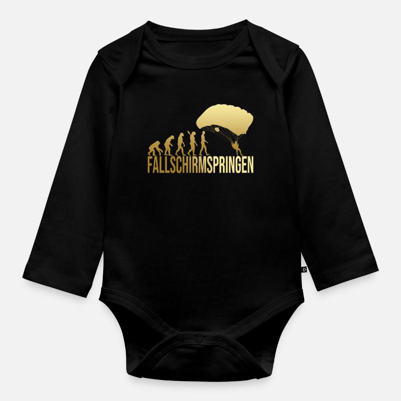 Evolution Fallschirmspringen - Baby Bio-Langarm-Body - Schwarz