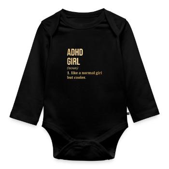 ADHD - Organic Longsleeve Baby Bodysuit - black - Front