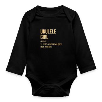 Ukulele - Organic Longsleeve Baby Bodysuit - black - Front