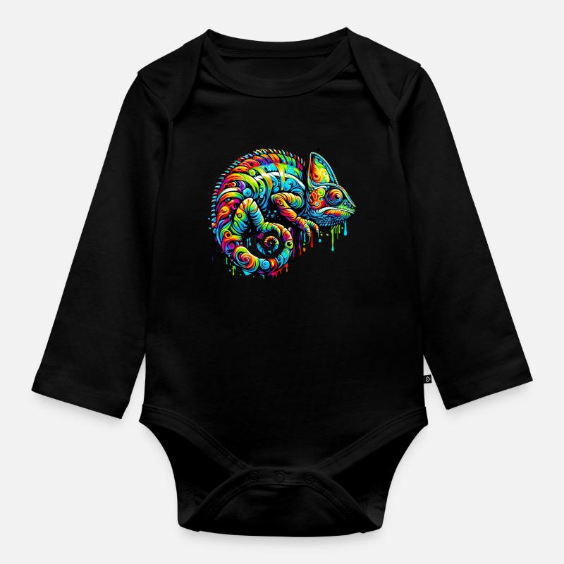 Chamäleon - Baby Bio-Langarm-Body - Schwarz