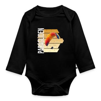 Paragliden - Baby Bio-Langarm-Body - Schwarz - Vorne