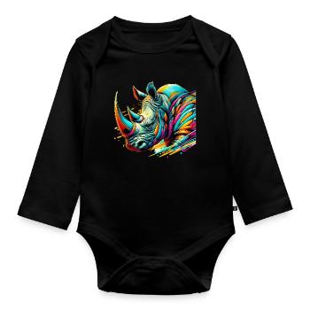 Rhinoceros - Organic Longsleeve Baby Bodysuit - black - Front