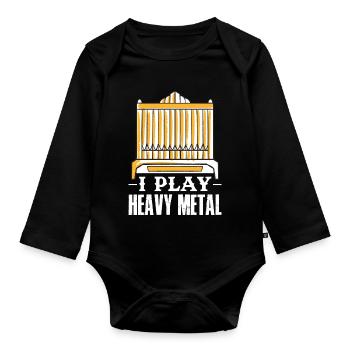 I Play Heavy Metal Church Music Organ Player - Baby Bio-Langarm-Body - Schwarz - Vorne