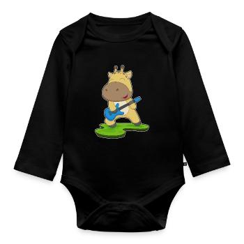 Giraffe, Musician, Guitar, Music - Organic Longsleeve Baby Bodysuit - black - Front