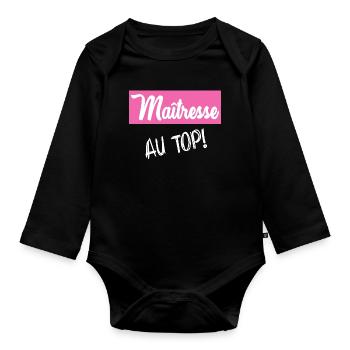 VIELEN DANK. GELIEBTE. DANKE HERRIN - Baby Bio-Langarm-Body - Schwarz - Vorne