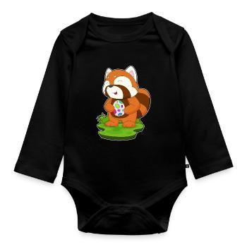 Roter Panda Ostern Osterei - Baby Bio-Langarm-Body - Schwarz - Vorne