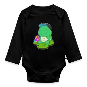 Oeufs de Pâques de Pâques tortue - Body Bébé bio manches longues - noir - Devant