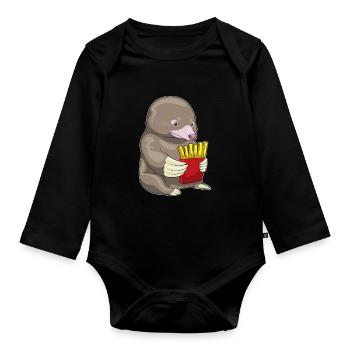 Frites taupes - Body Bébé bio manches longues - noir - Devant