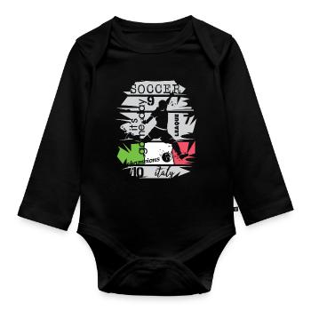 Fußball Italien Torschuss Team Illustration Symbol - Baby Bio-Langarm-Body - Schwarz - Vorne