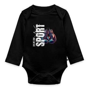 Eins mit dem Sport - Boxen - Baby Bio-Langarm-Body - Schwarz - Vorne