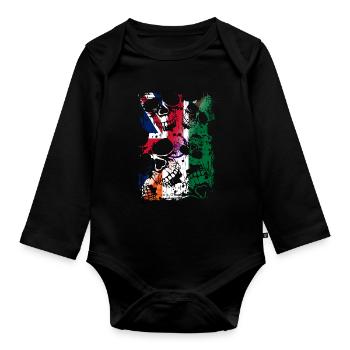 Royaume-Uni Inde Drapeau et crânes - Body Bébé bio manches longues - noir - Devant