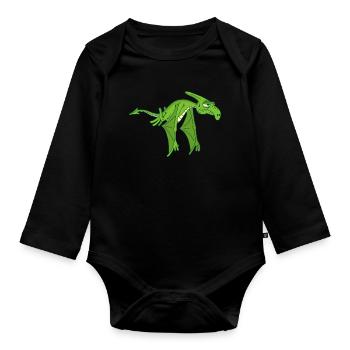 Fliegender Dinosaurier - Baby Bio-Langarm-Body - Schwarz - Vorne