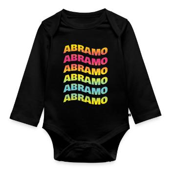 Abraham t-shirt text wave effect wave effect - Organic Longsleeve Baby Bodysuit - black - Front