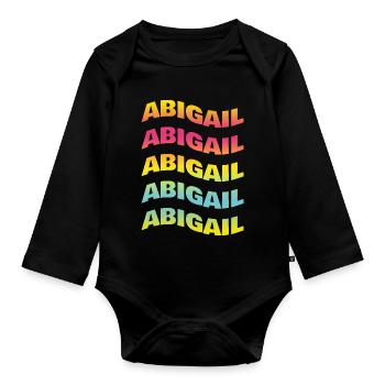 Abigail t-shirt text wave effect wave effect - Organic Longsleeve Baby Bodysuit - black - Front