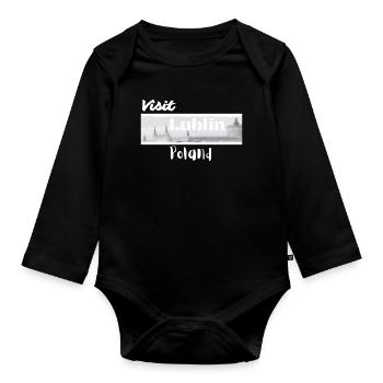 Visit Lublin Poland - Organic Longsleeve Baby Bodysuit - black - Front