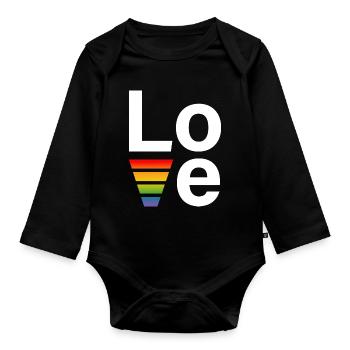 LGBT Regenbogen love Shirt white - Organic Longsleeve Baby Bodysuit - black - Front