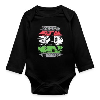 Fußball Ungarn Turnier Collage Torschuss Symbol - Baby Bio-Langarm-Body - Schwarz - Vorne