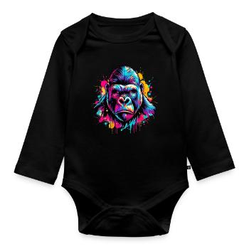 Gorilla - Baby Bio-Langarm-Body - Schwarz - Vorne