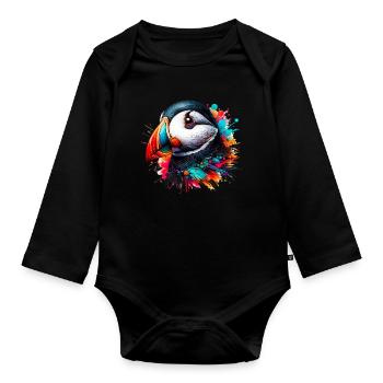 Papageitaucher - Baby Bio-Langarm-Body - Schwarz - Vorne