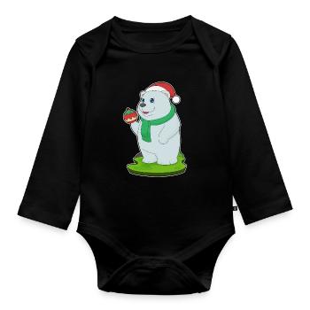 Bal de Noël des ours polaires - Body Bébé bio manches longues - noir - Devant