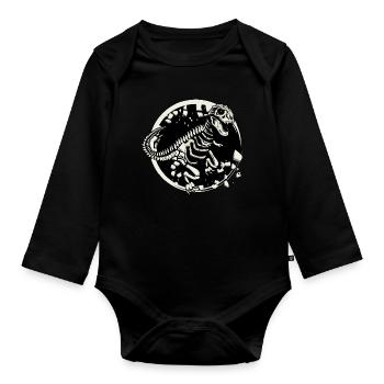 Fossile de dinosaure squelette de dinosaure Tyrannosaurus Rex Dino - Body Bébé bio manches longues - noir - Devant
