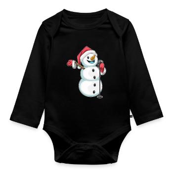 Snowman Chante de Noël - Body Bébé bio manches longues - noir - Devant