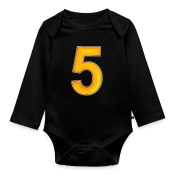Zahl 5 - Baby Bio-Langarm-Body - Schwarz - Vorne