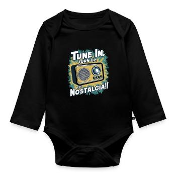 Tune In, Turn Up the Nostalgia with Vintage Radio - Baby Bio-Langarm-Body - Schwarz - Vorne
